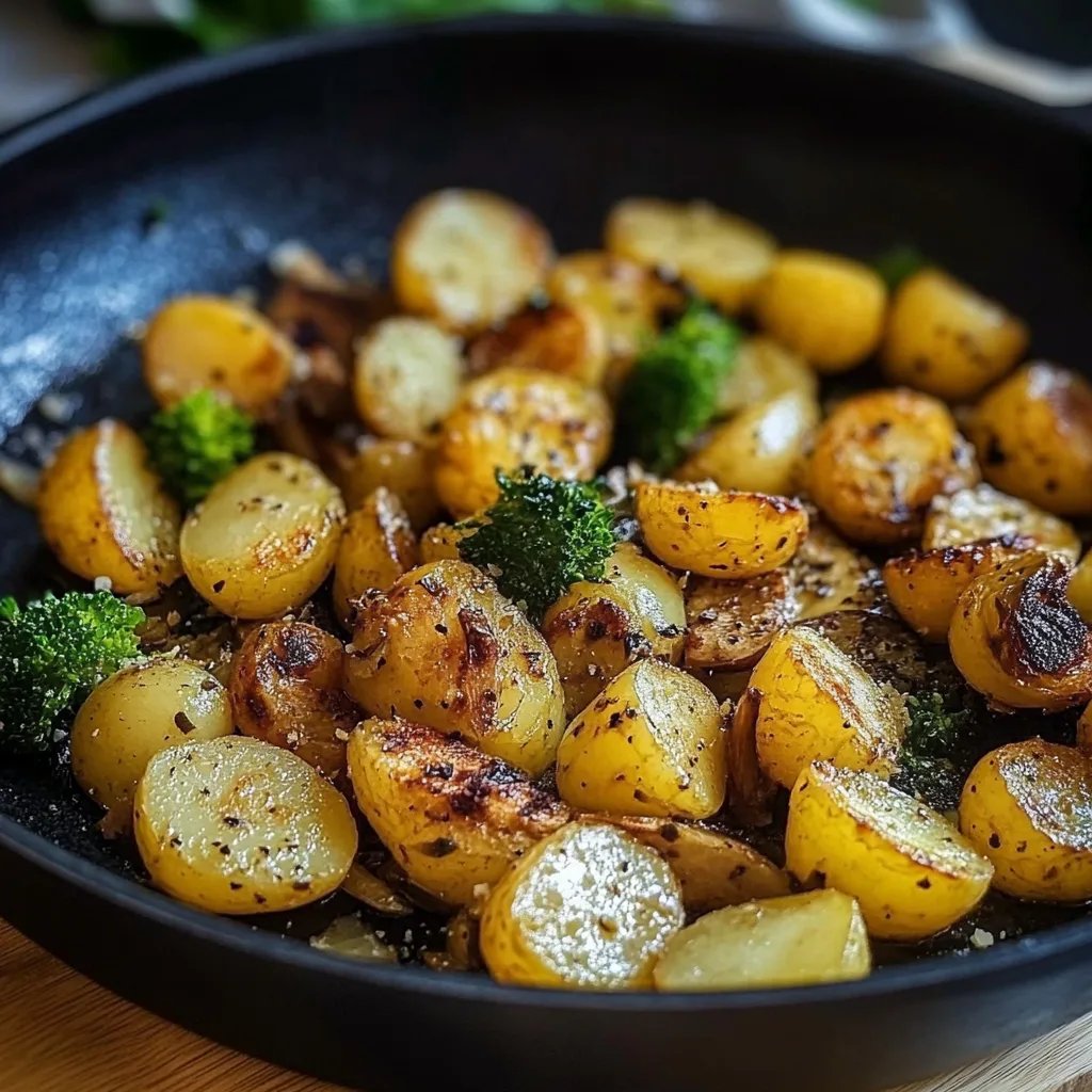 Brokkoli Kartoffel Pfanne mit Pilzen