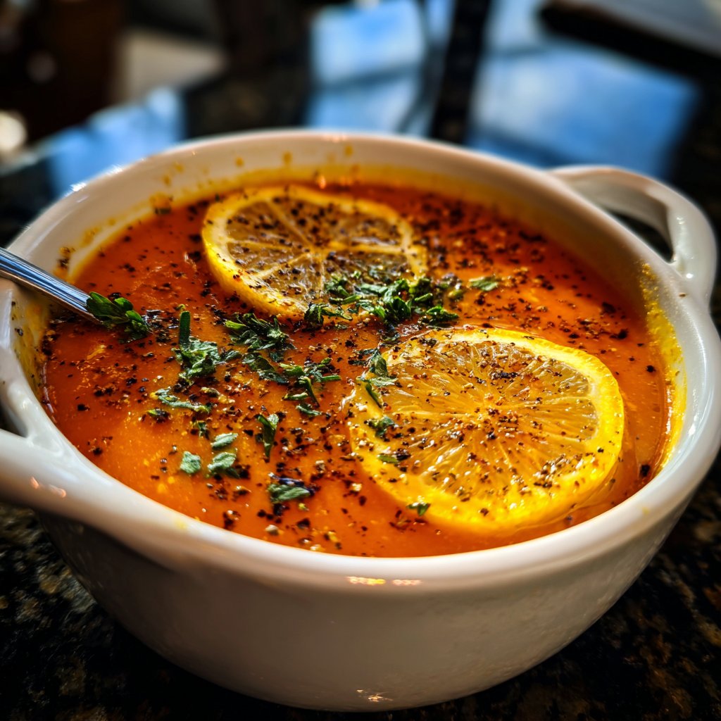 Linsensuppe mit Zitrone