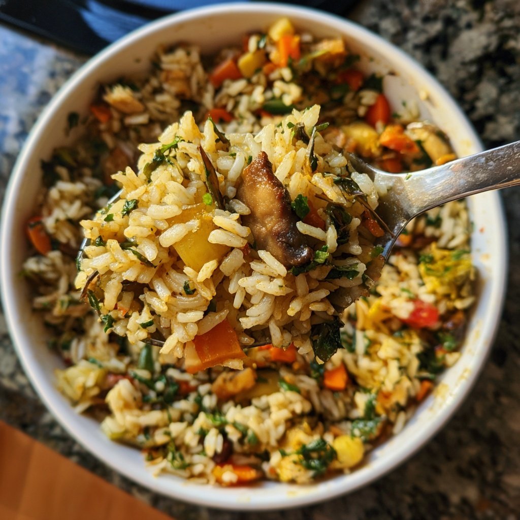 Vegetarisches Abendessen mit Reis