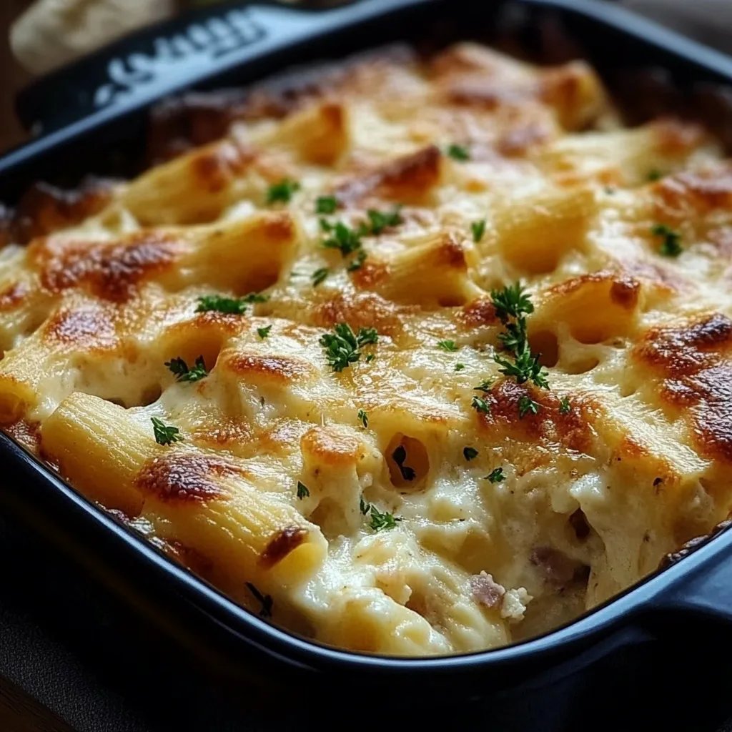 Klassisches Nudel-Schinken-Gratin