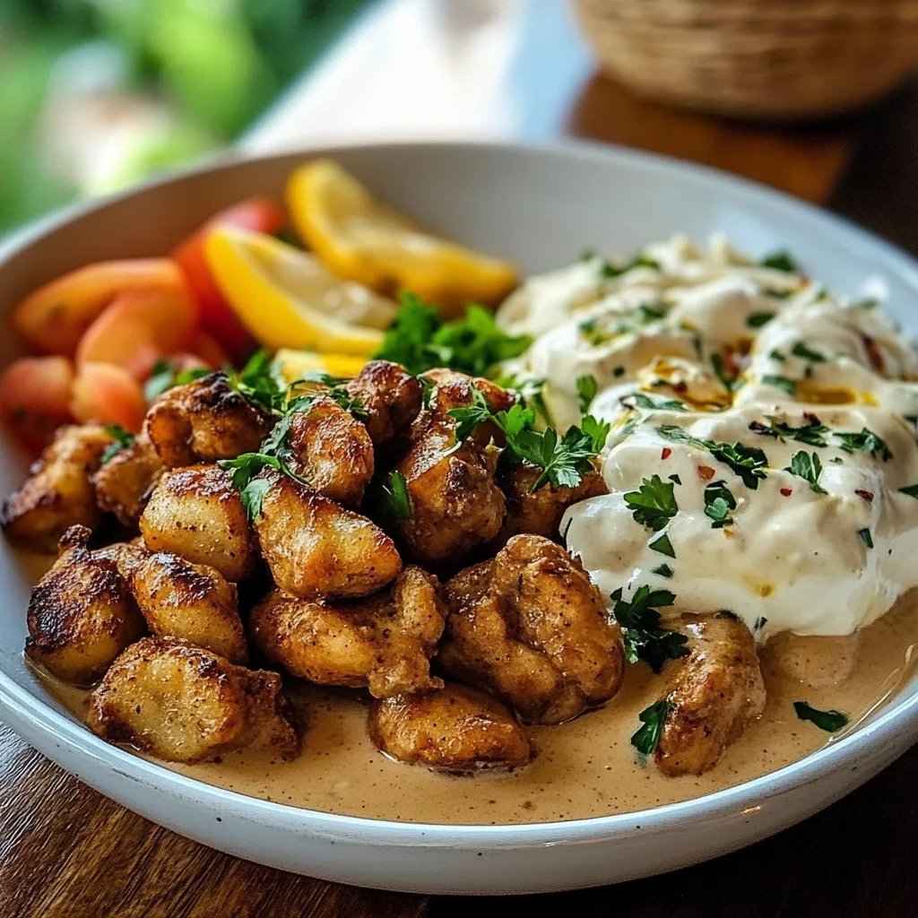 Einfaches Hähnchen Gyros in cremiger Schmand Soße