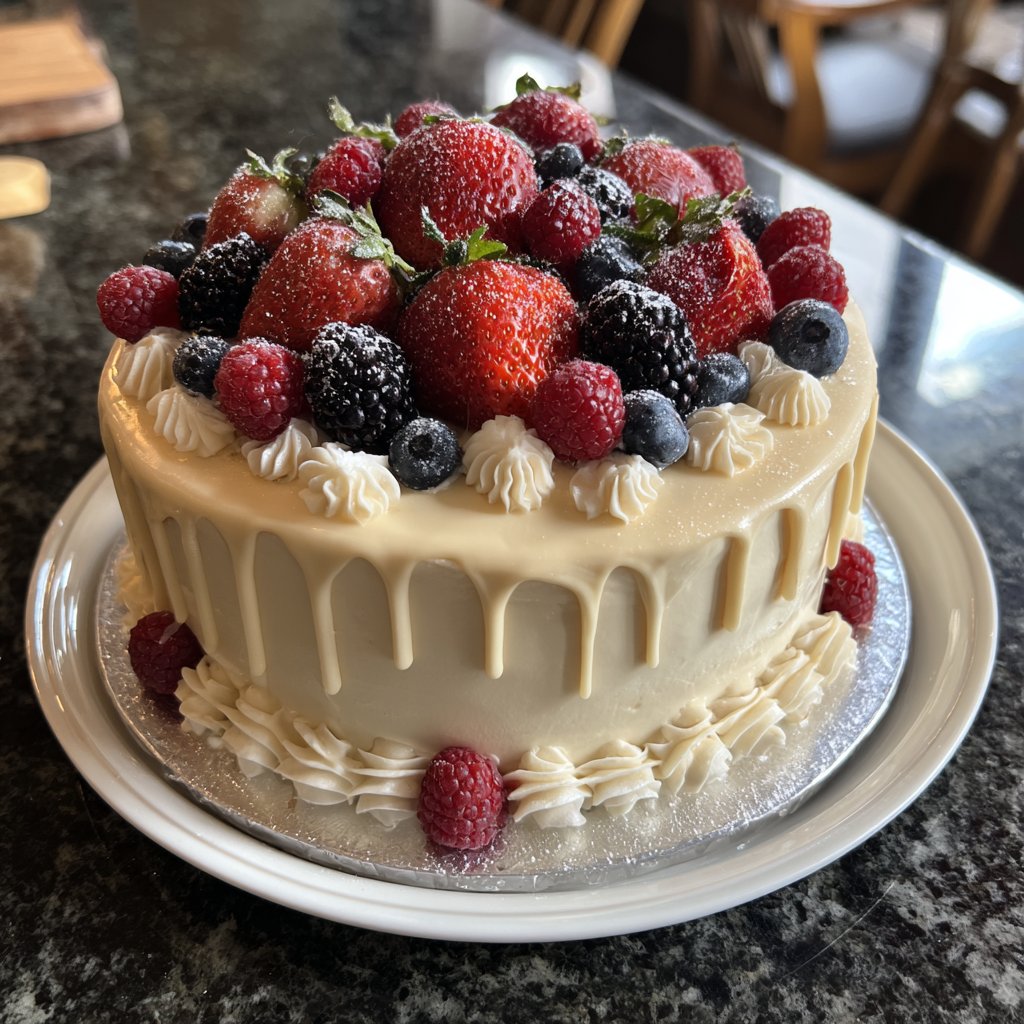 Kuchen zum Valentinstag mit Beeren