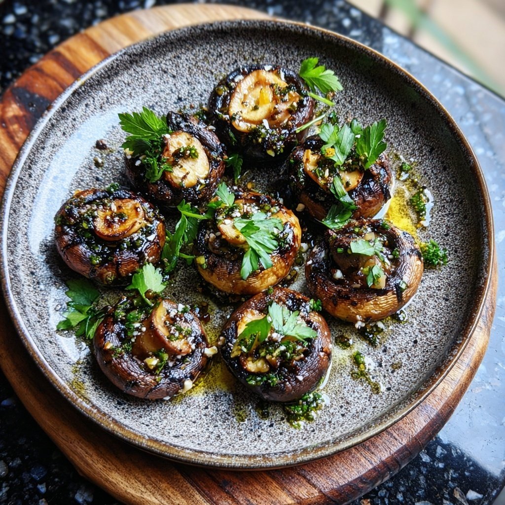 Gegrillte Champignons Kräuter Art