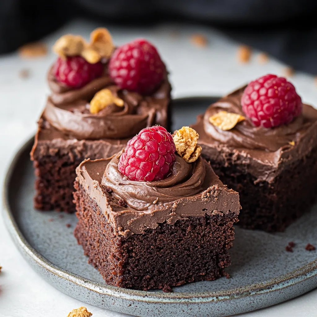 Brownie mini Törtchen mit Schokocreme & Himbeeren