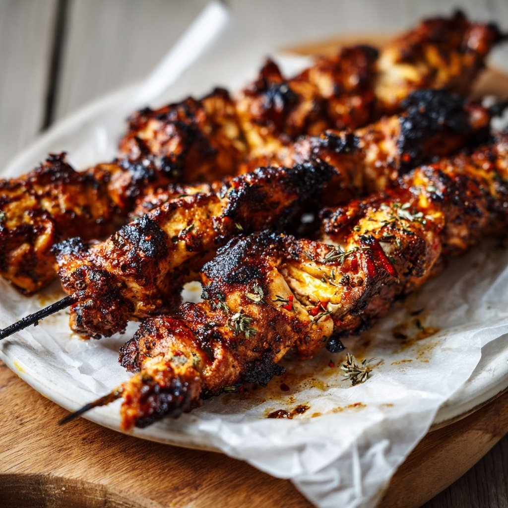 Gegrillte Hähnchenspieße Mit Marinade
