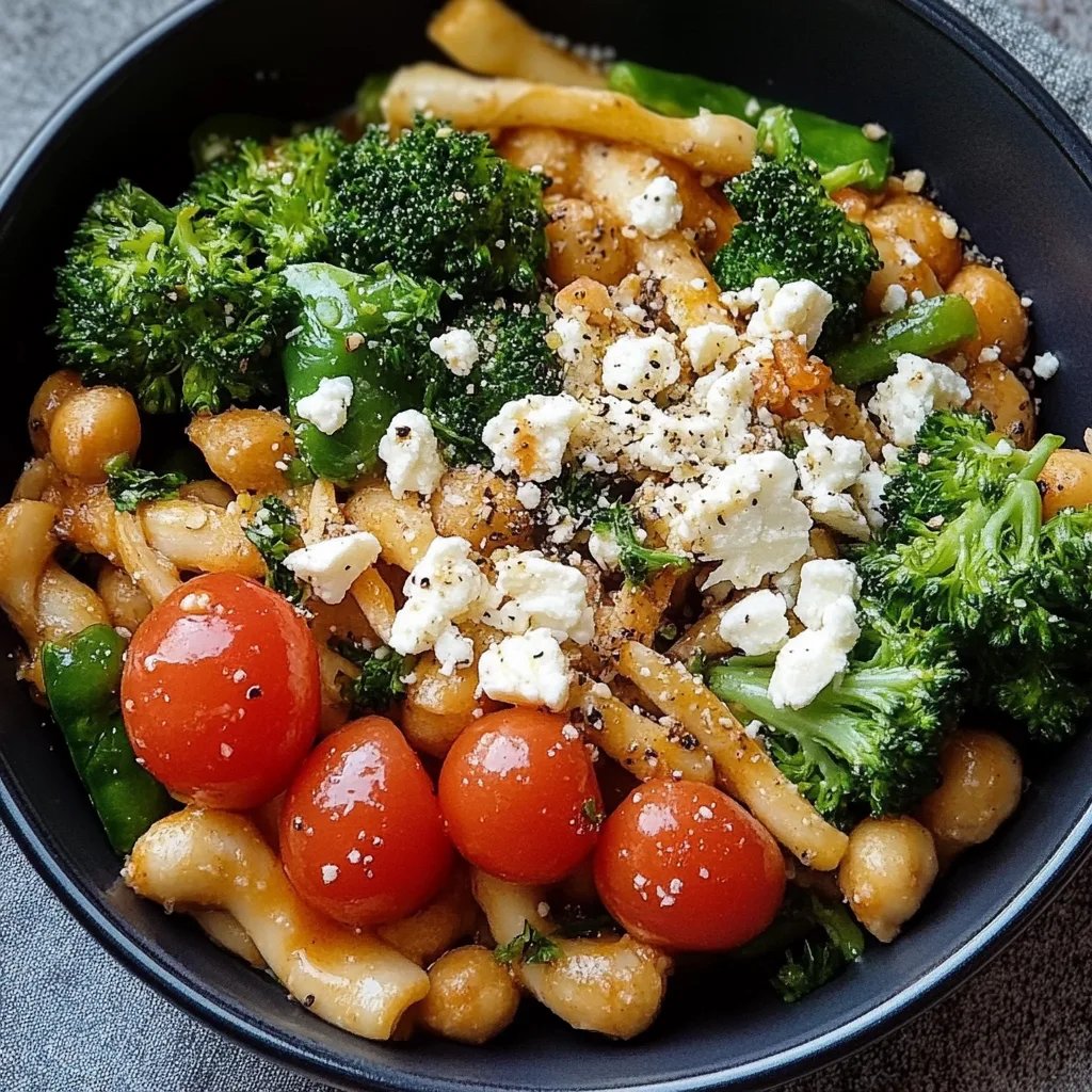 Schupfnudelpfanne mit Brokkoli, Feta und Tomaten