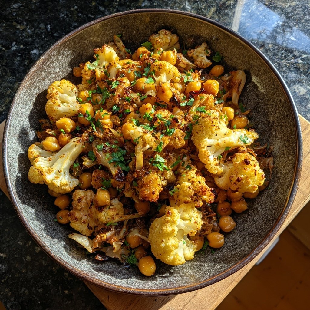 Blumenkohl Pfanne Mit Kichererbsen