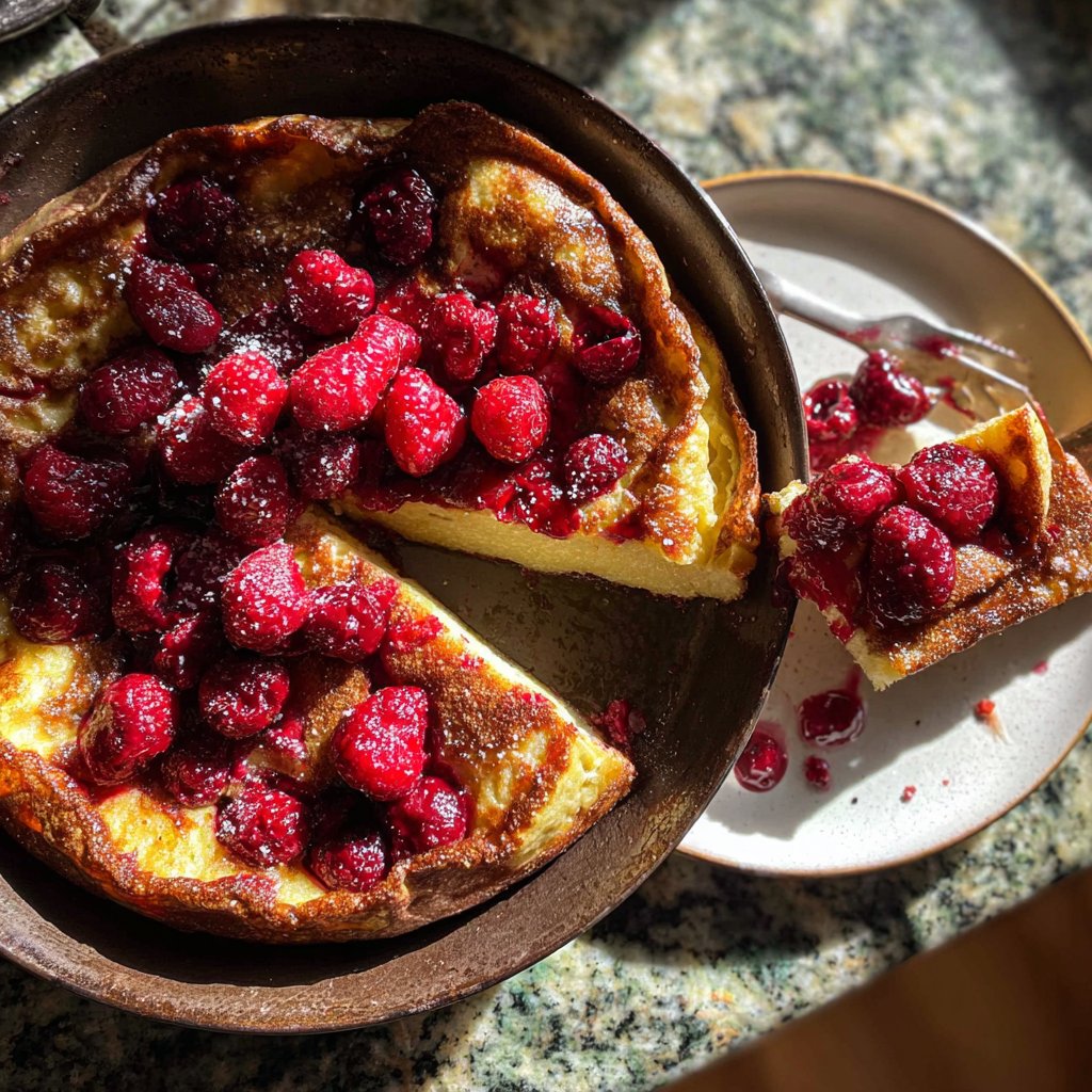 Pfannkuchen mit Himbeeren
